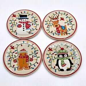 Adorable Temptations Holiday Coasters Snowman-Reindeer-Penguin-Gingerbread Man